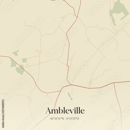 Vintage map of Ambleville, France.