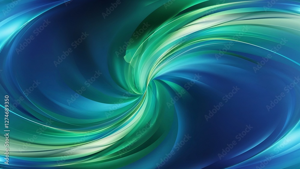 Fototapeta premium A mesmerizing blend of swirling green and blue abstract forms.