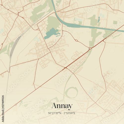 Vintage map of Annay, France.