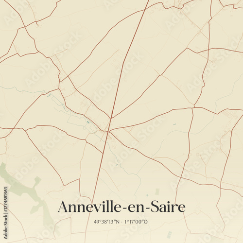 Vintage map of Anneville-en-Saire, France.