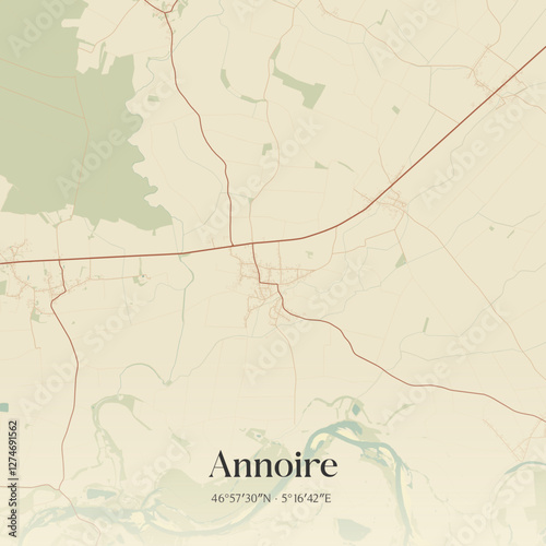 Vintage map of Annoire, France.