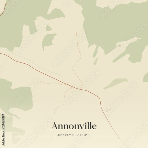 Vintage map of Annonville, France.