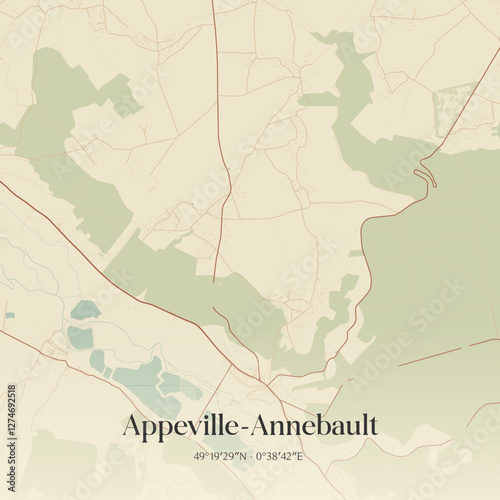 Vintage map of Appeville-Annebault, France.