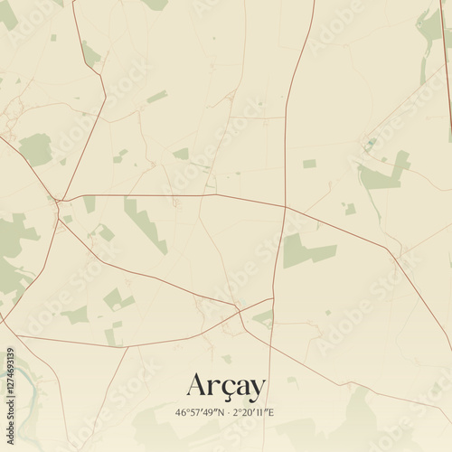 Vintage map of Arçay, France.