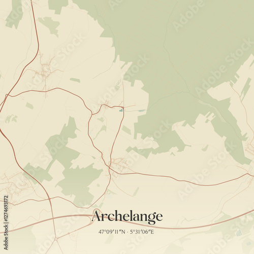 Vintage map of Archelange, France.