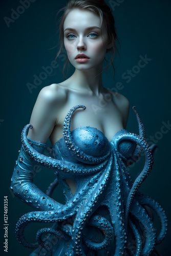 octopus dressing a womans upper body 