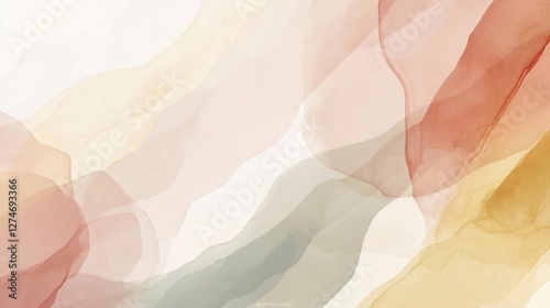 Abstract Watercolor Landscape: Earthy Tones and Fluid Forms