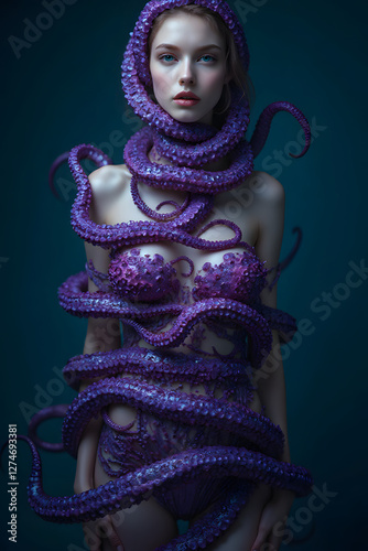octopus dressing a womans upper body 