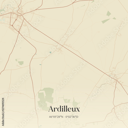Vintage map of Ardilleux, France.