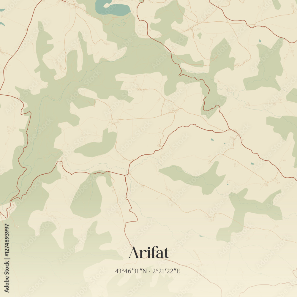 Obraz premium Vintage map of Arifat, France.