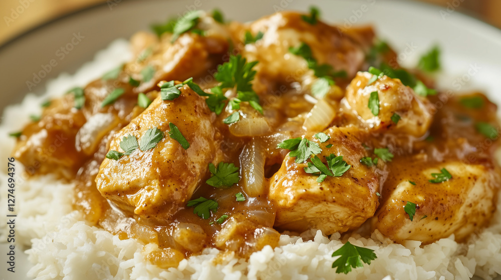 Classic Yassa Chicken with Tangy Lemon and Onion Sauce Over Rice Classic Yassa Chicken with Tangy Lemon and Onion Sauce Over Rice