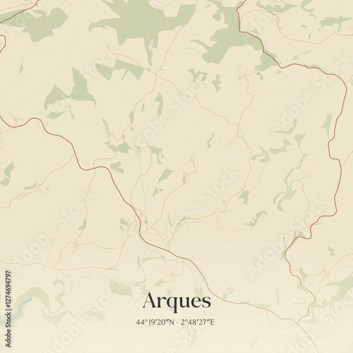 Vintage map of Arques, France.