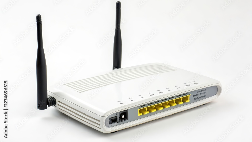 White Wireless Router on White Background White Wireless Router on White Background