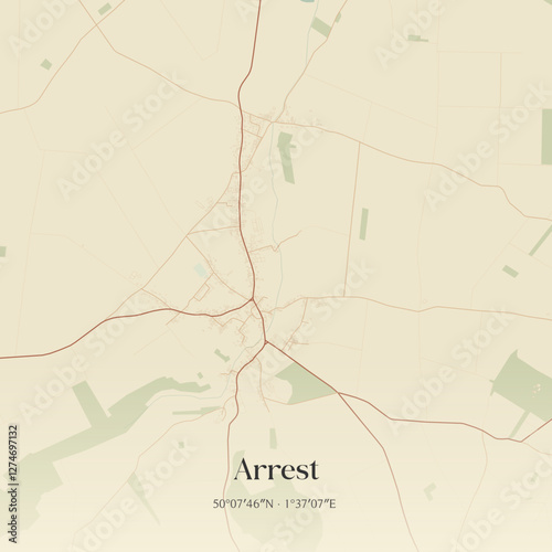 Vintage map of Arrest, France.