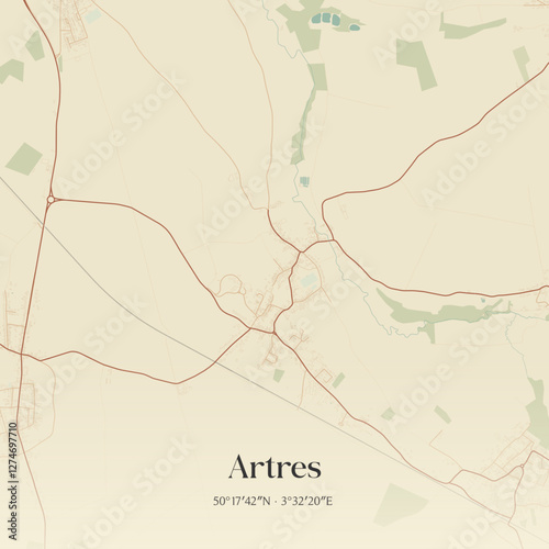 Vintage map of Artres, France.