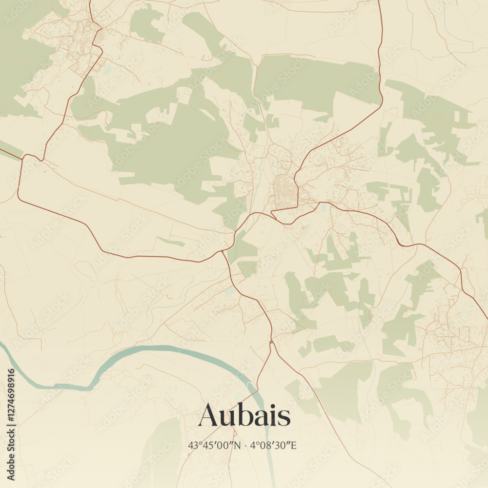 Obraz premium Vintage map of Aubais, France.