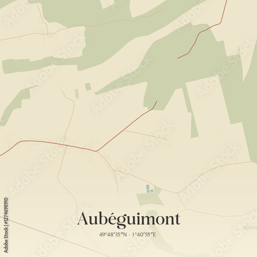 Vintage map of Aubéguimont, France.