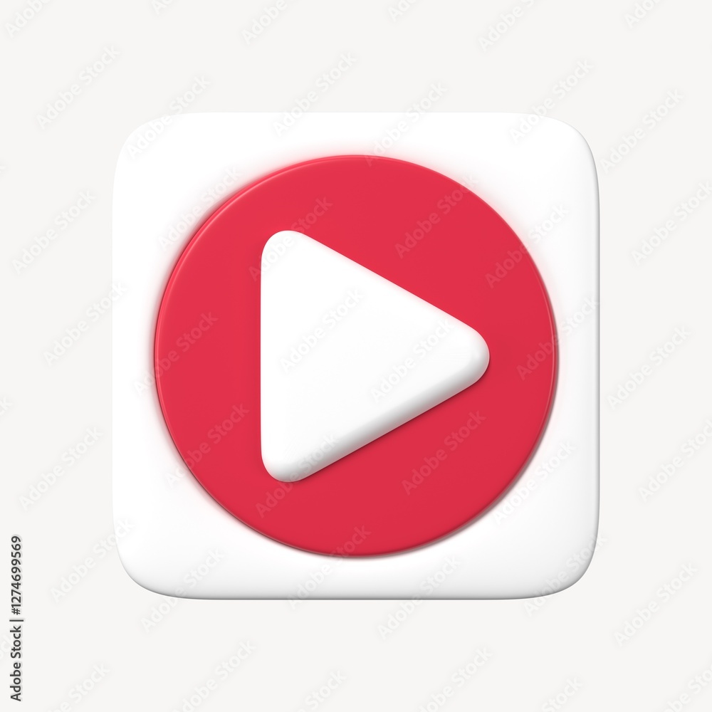 Music app icon, 3D play button graphic for marketing Music app icon, 3D play button graphic for marketing