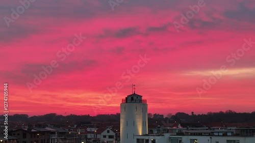 sunset over the city