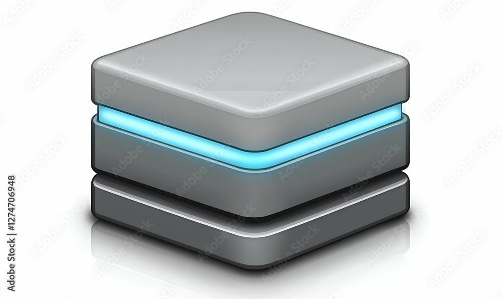 Gray 3D Storage Icon with Light Gray 3D Storage Icon with Light