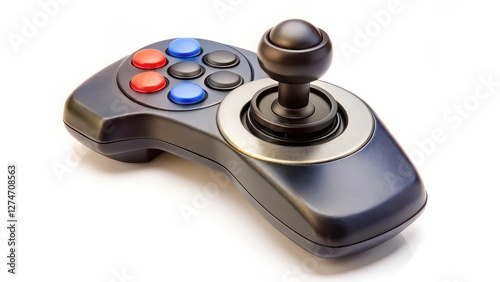 Black Joystick Controller on White Background photo