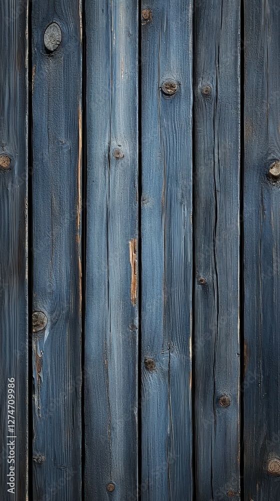Fototapeta premium Weathered blue wooden planks with rustic texture and depth