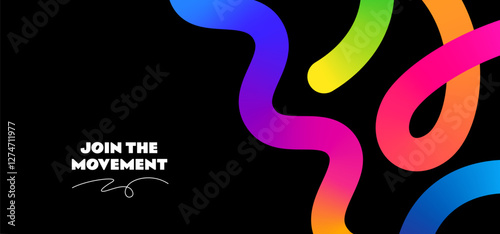 Color Lines with Gradient. Vector Abstract Background. 3D Pattern with Fun Wavy Shapes. Squiggle Rainbow Ribbons. Geometric Graphic Elements
