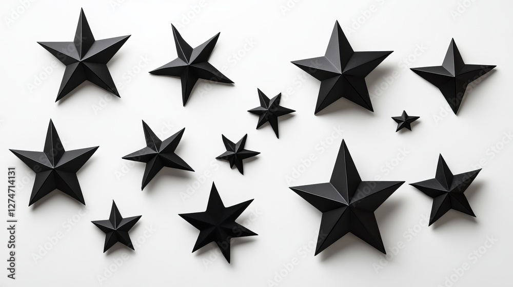 Fototapeta premium A collection of black star shapes in various sizes and styles, arranged against a plain background