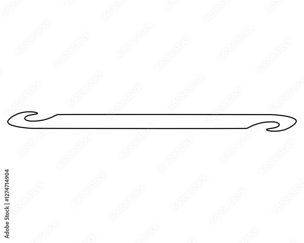 Crochet hook, handicraft tool - vector linear image for logo, pictogram or coloring. Outline. Crochet hook Crochet hook, handicraft tool - vector linear image for logo, pictogram or coloring. Outline. Crochet hook