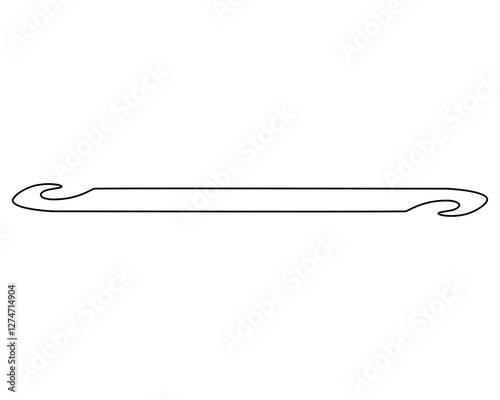 Crochet hook, handicraft tool - vector linear image for logo, pictogram or coloring. Outline. Crochet hook