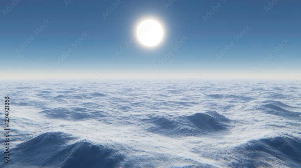 Obraz premium Sun over ocean waves tranquil seascape nature photography serene environment aerial view natural beauty