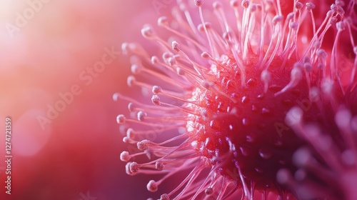 Close-up of vibrant pink flower with intricate petals in soft focus
