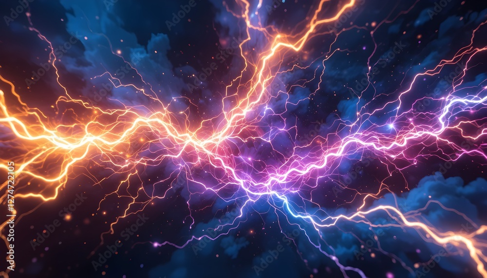 Abstract Digital Storm with Flowing Energy Abstract Digital Storm with Flowing Energy