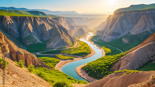 panorama of beautiful Turgen gorge Kazakhstan  summer day photo