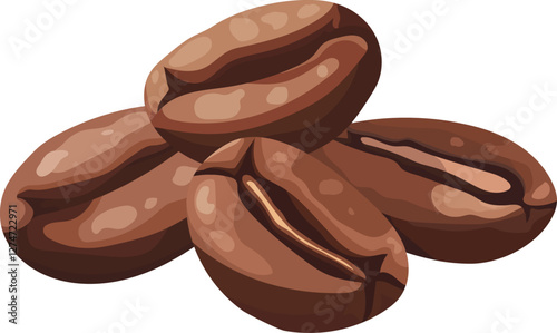 Coffee beans roasted. Vector clipart, illustration with isolated background.