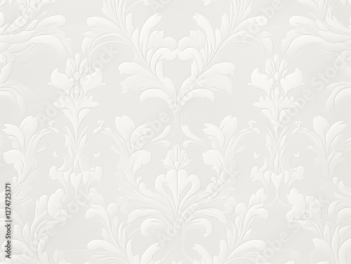 Elegant white floral damask fabric texture background