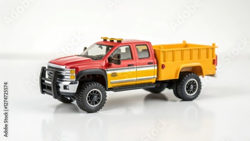 Wallpaper Mural Red and Yellow Crew Cab Pickup Truck Model on White Background Torontodigital.ca