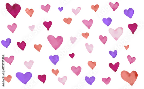 vector watercolor hearts pattern