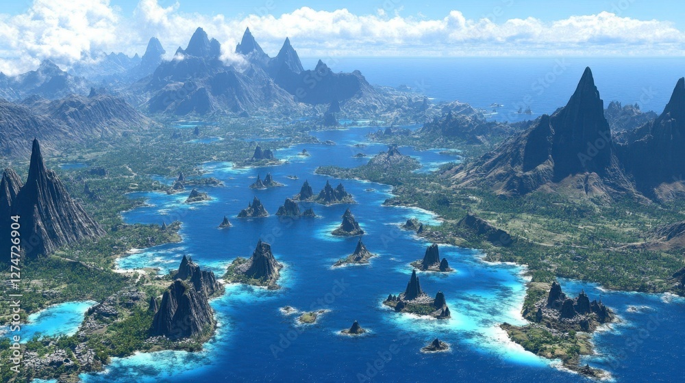 Naklejka premium Breathtaking aerial view of tropical islands bora bora landscape photography natural paradise serene atmosphere