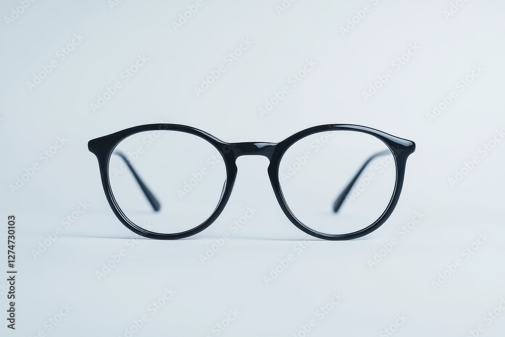 Stylish black glasses with clear lenses on a minimalist background in soft light isolated on transparent background Stylish black glasses with clear lenses on a minimalist background in soft light isolated on transparent background