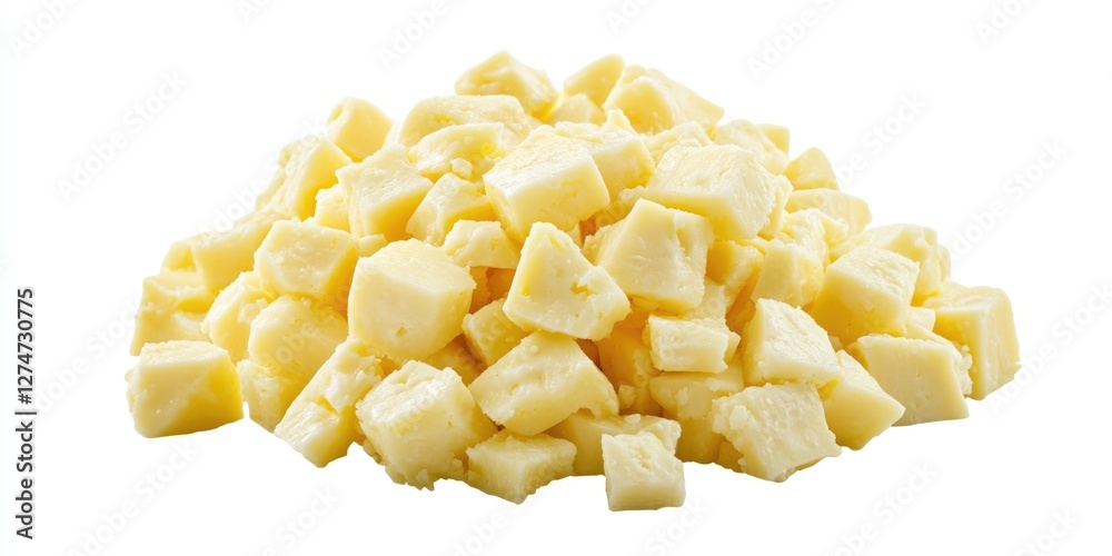 A close-up view of Swiss cheese shavings, ready for use as a garnish or ingredient. A close-up view of Swiss cheese shavings, ready for use as a garnish or ingredient.