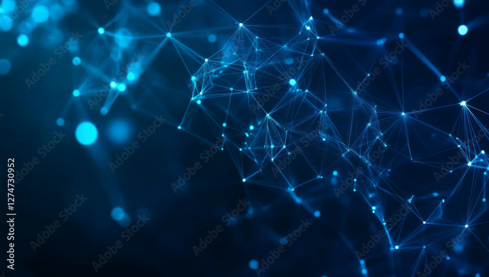 Obraz premium Abstract blue digital background. Big data visualization. Science background. Big data complex with compounds. Lines plexus.