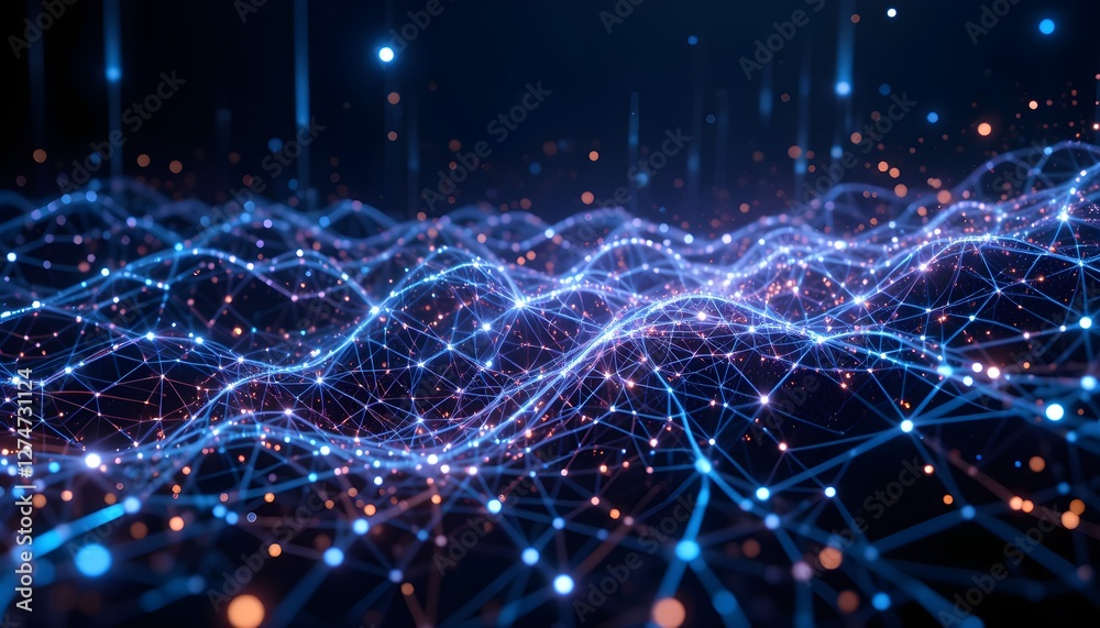 Futuristic AI Network with Glowing Neural Connections Futuristic AI Network with Glowing Neural Connections