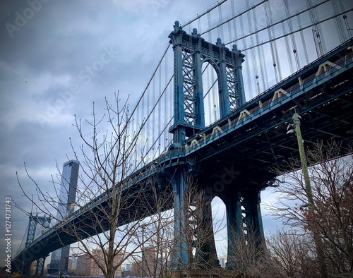 Manhattan Bridge on a cloudy day