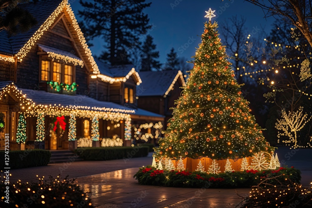 Obraz premium Magical Holiday Tree Light Show for Festive Celebrations