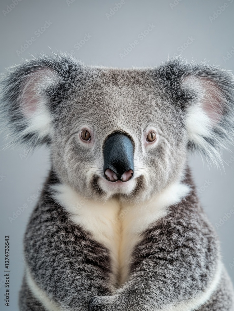 Naklejka premium Gentle expression of a koala bear looking directly at the camera.