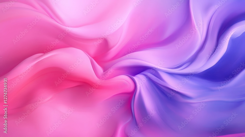 Obraz premium An abstract blend of soft pink and purple silk fabric, creating a visually appealing wave effect that adds elegance and texture to design projects.