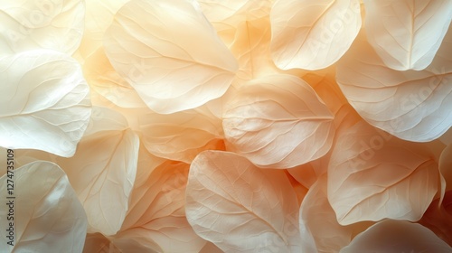 Soft apricot and white petals forming a textured floral background