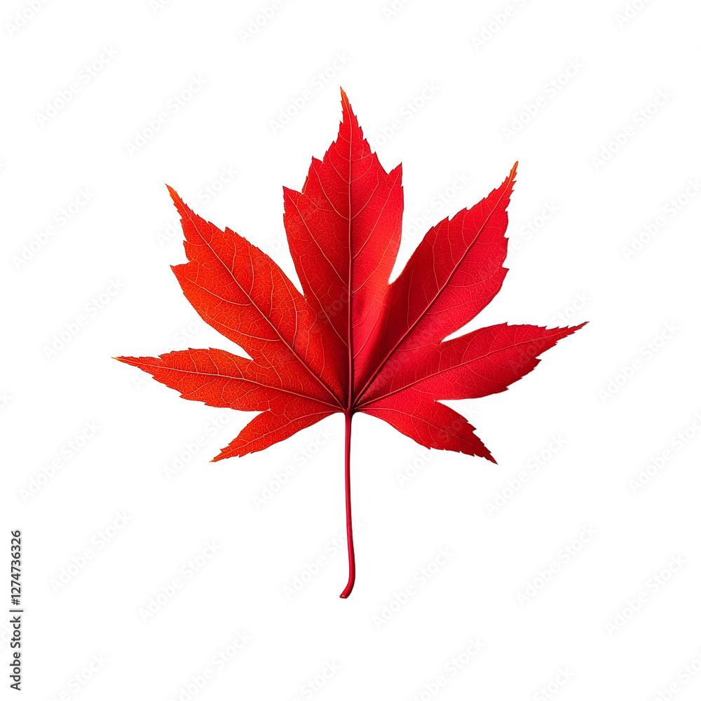 High-resolution image of a vibrant red maple leaf isolated on a white background, perfect for autumn-themed projects and seasonal designs. High-resolution image of a vibrant red maple leaf isolated on a white background, perfect for autumn-themed projects and seasonal designs.
