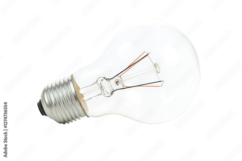 A soft glow illuminates an elegant light bulb resting on a white background in a minimalist style isolated on transparent background A soft glow illuminates an elegant light bulb resting on a white background in a minimalist style isolated on transparent background